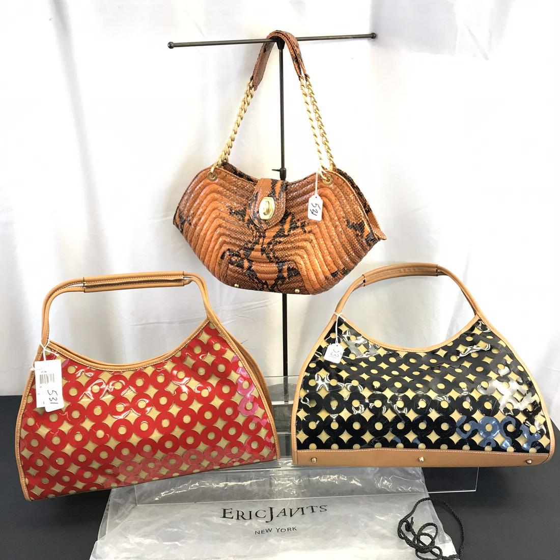 3 Deadstock Erica Javits Handbags-Snake/Leather (1 of 20)
