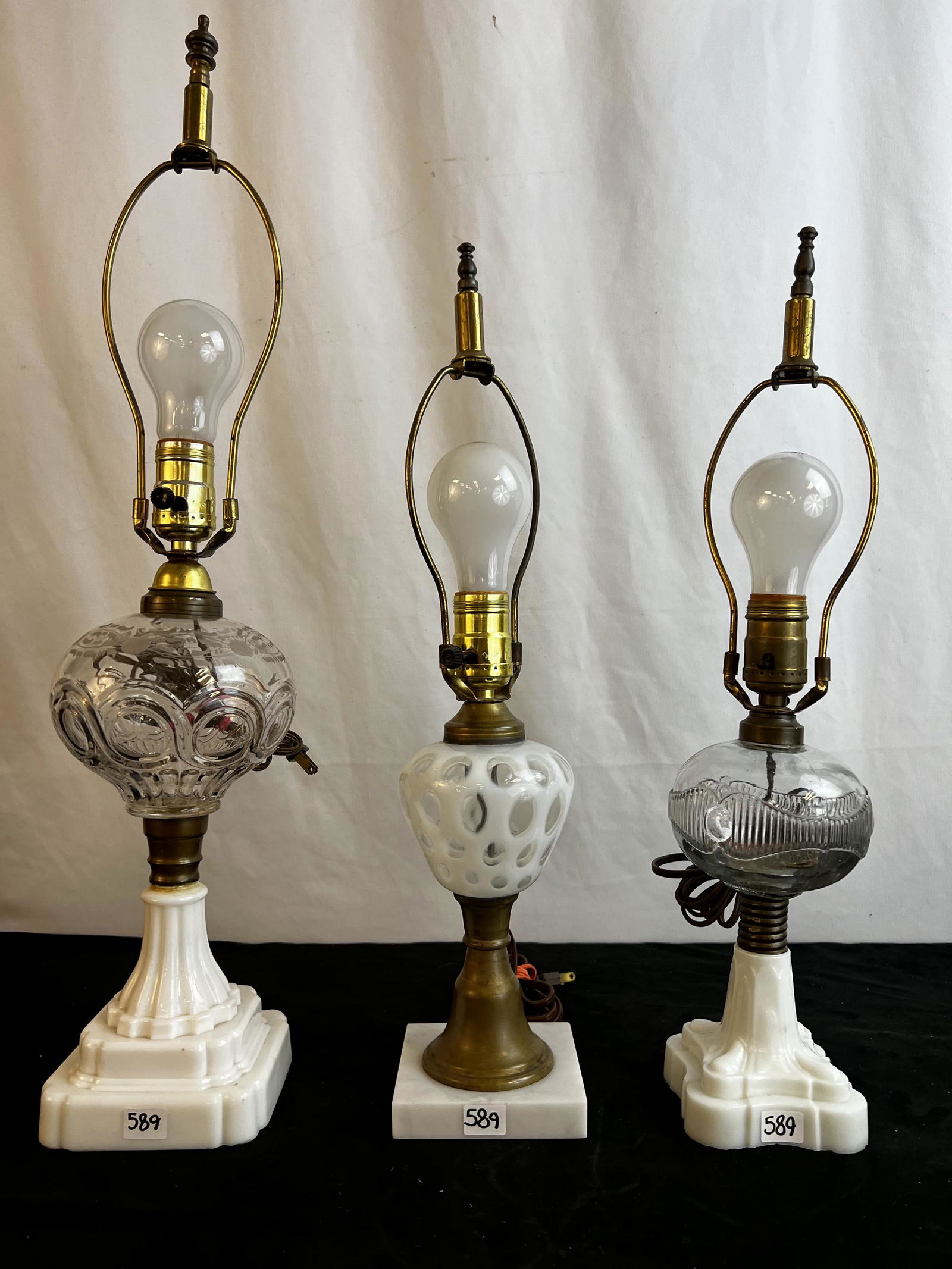 3 Early Oil Lamps, Coinspot, Milk Glass, More! (1 of 7)