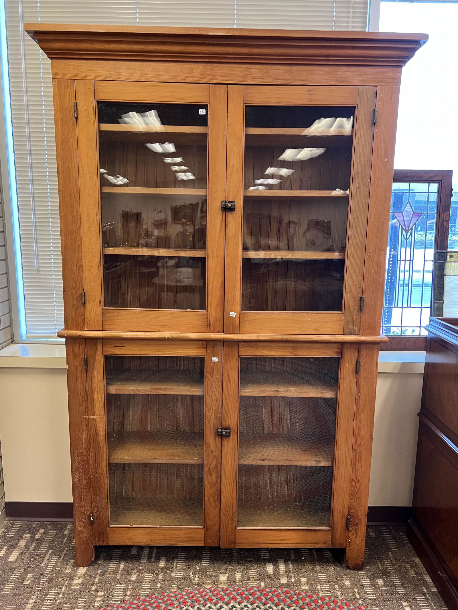 Primitive Pine Four-Door Cupboard (1 of 9)