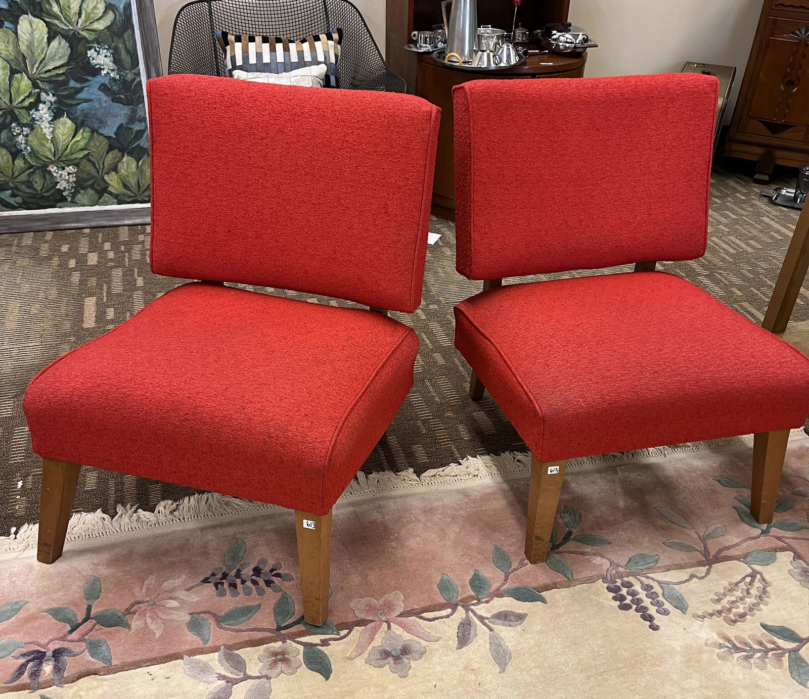 Pair of Red 1950's Modernist Chairs (1 of 9)