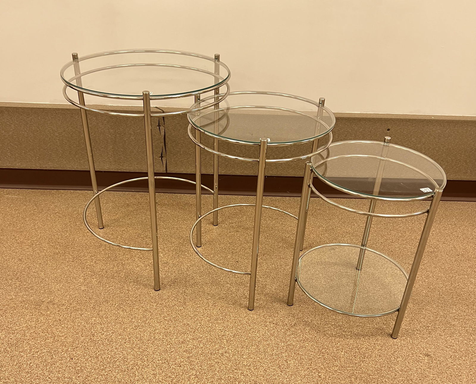 Chrome Nesting Tables with Glass Tops (1 of 5)