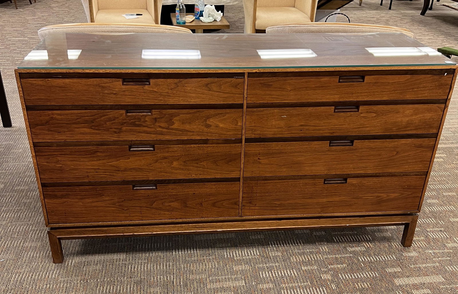 Mid Century 8 Drawer Walnut Dresser (1 of 7)
