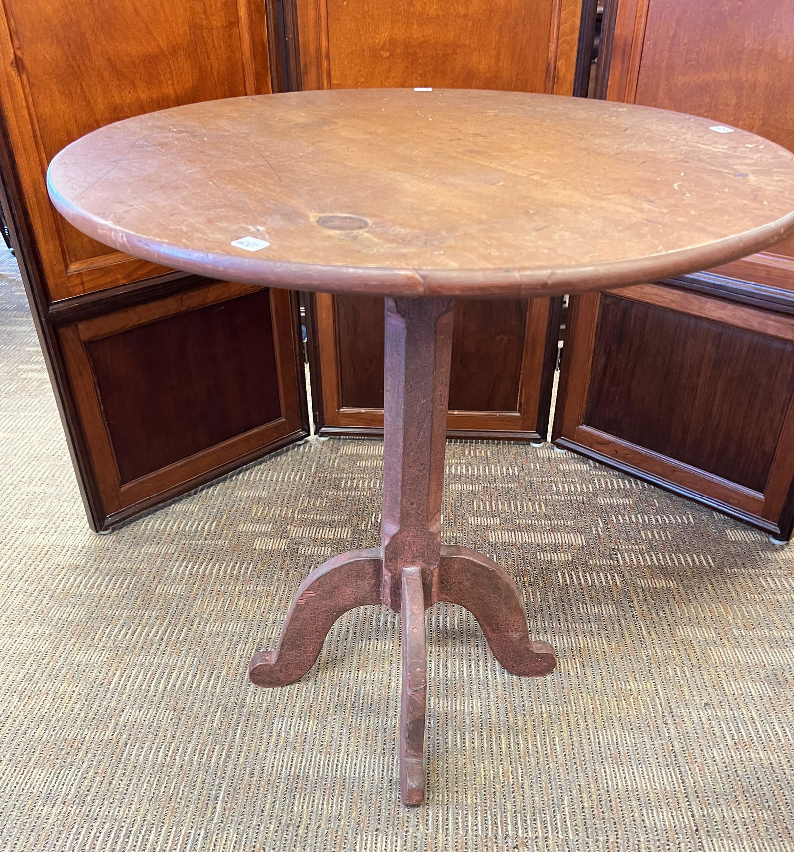 Folk Art Four-Legged Round Pine Table (1 of 4)