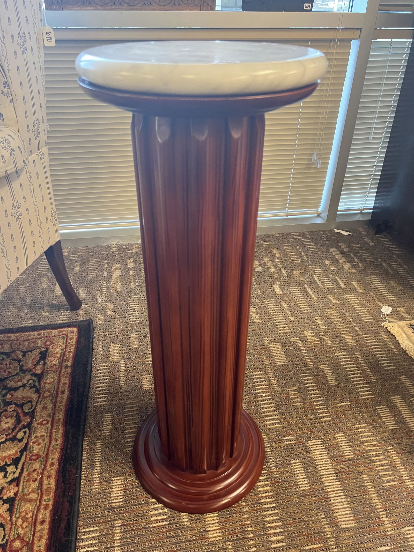 Mahogany Marble-Top Statue Pedestal (1 of 4)