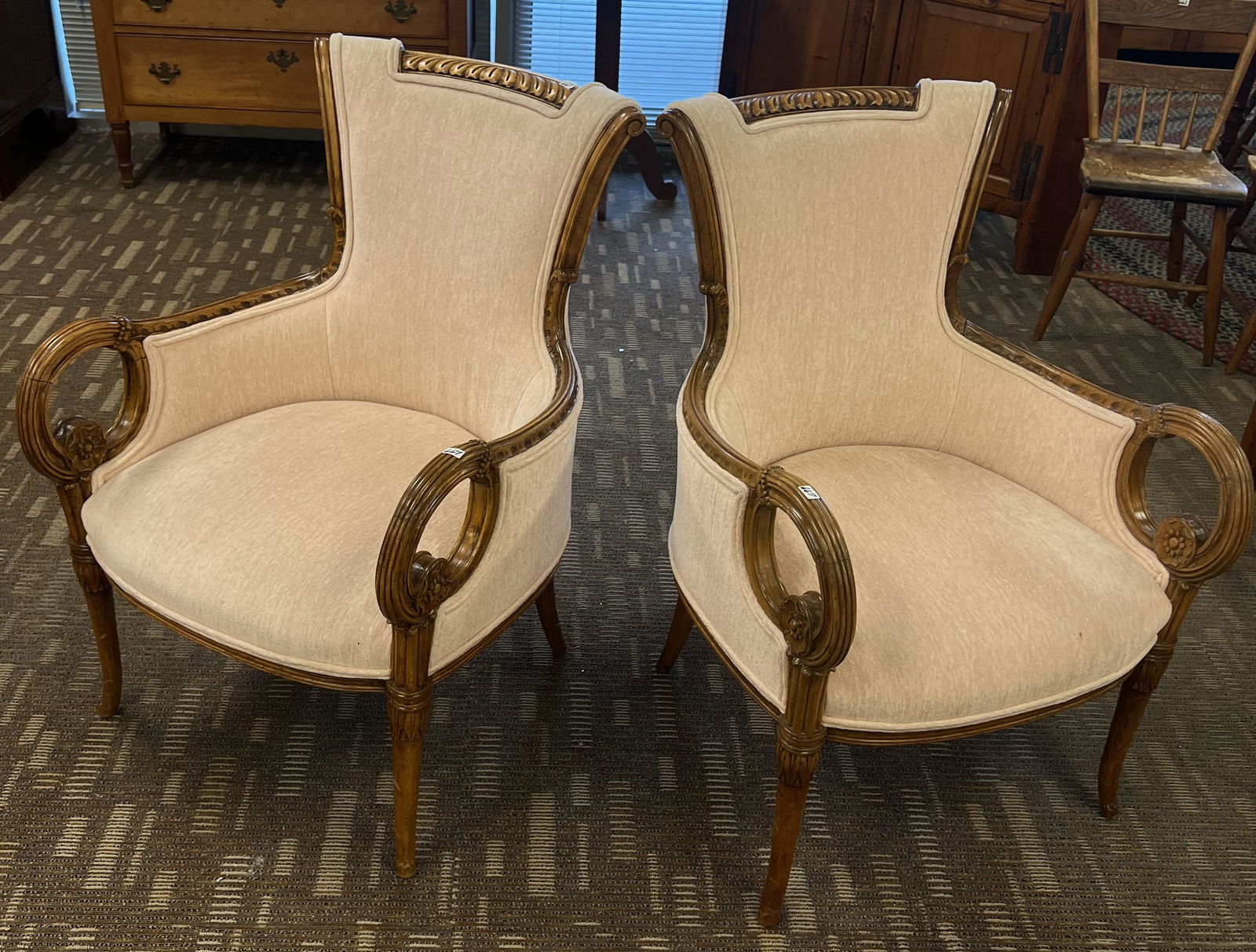 Carved Mahogany Hollywood Regency Armchairs (1 of 8)