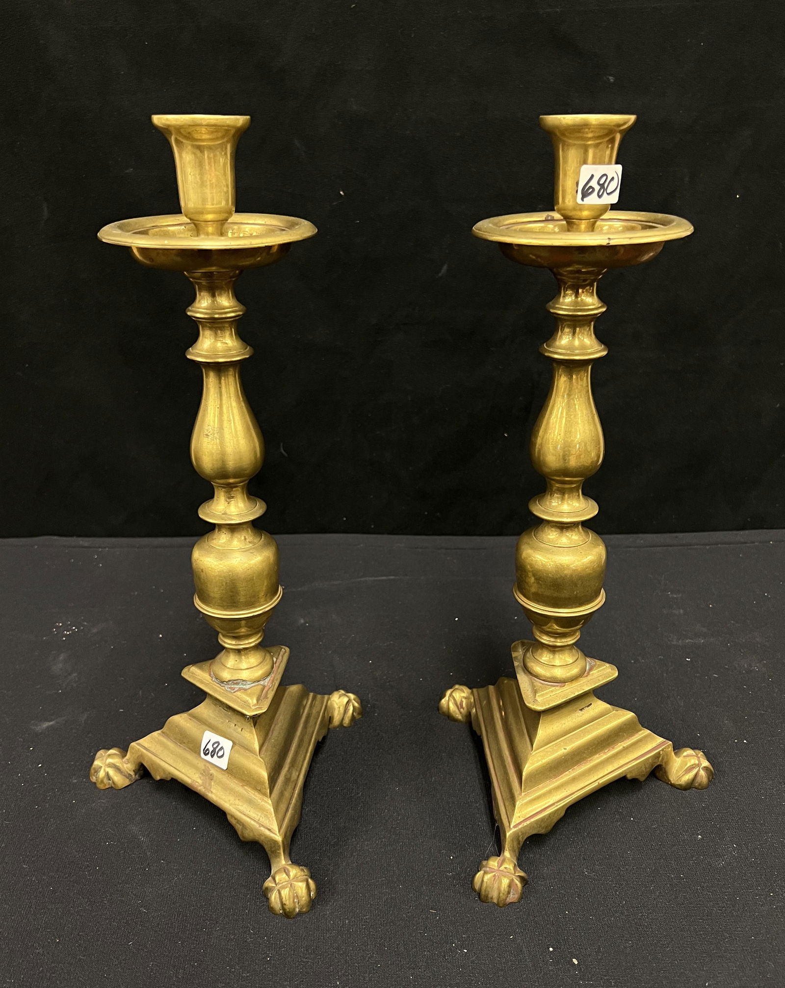 Pair of Antique English Paw-Foot Candlesticks (1 of 5)