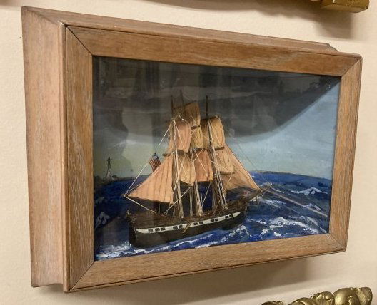 Framed Diorama of a 3-Mast Ship (1 of 2)