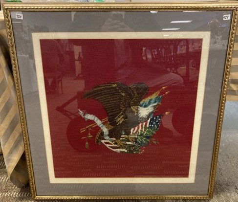 Needlepoint of American Eagle with Flag (1 of 1)