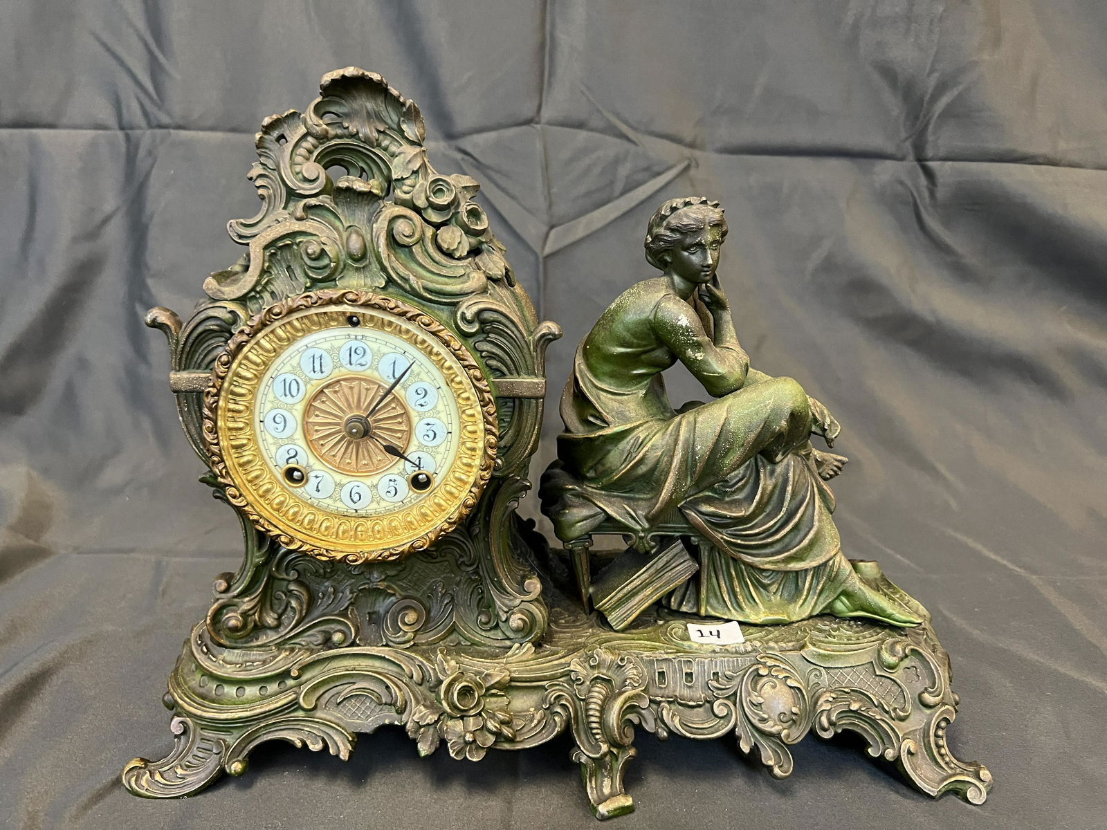 Ansonia Figural Clock with Seated Maiden (1 of 7)