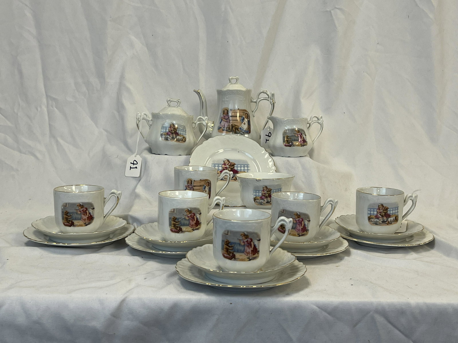 Rare Victorian Teddy Bear Doll Tea Set (1 of 7)