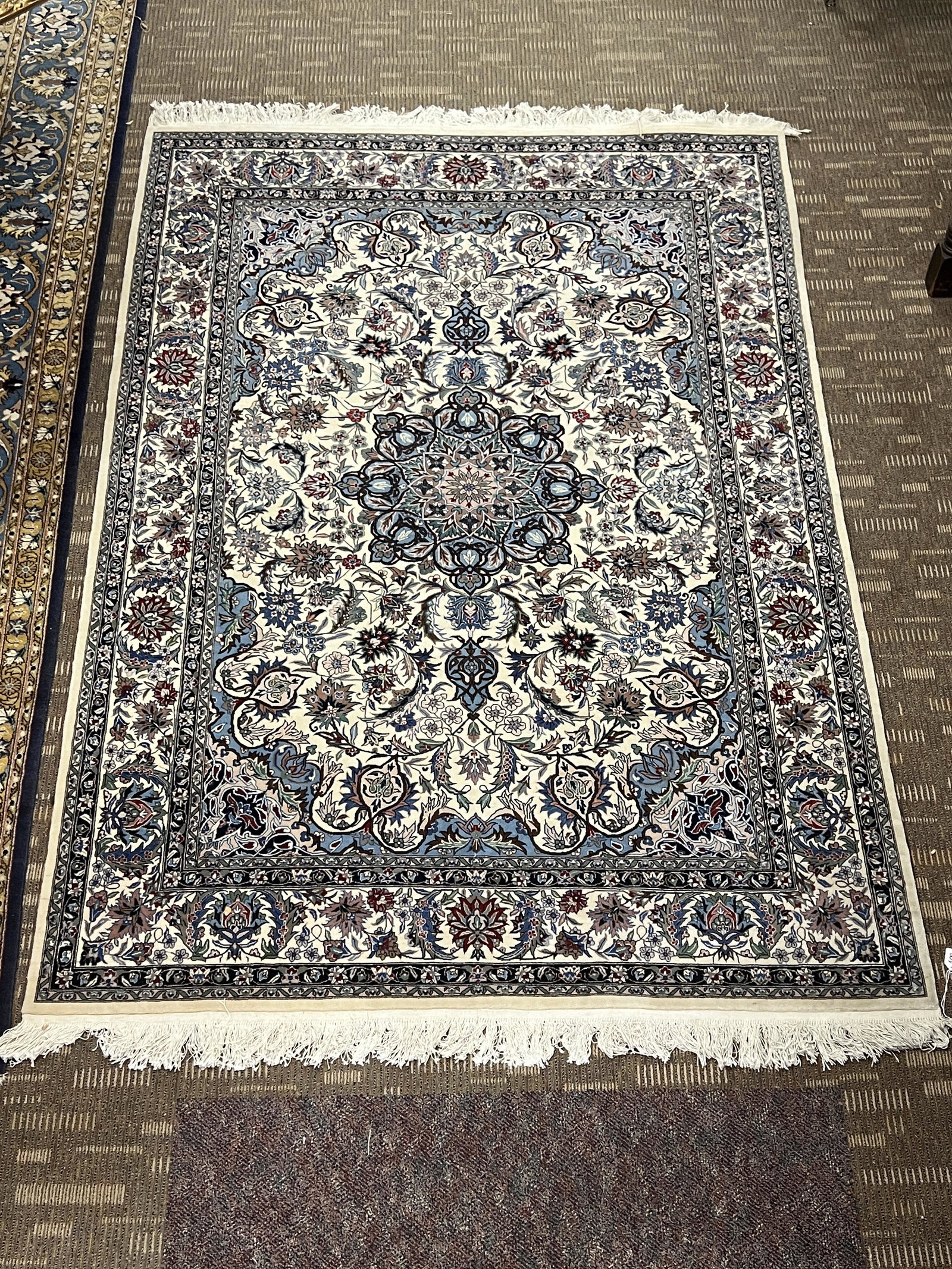 Very Finely Knotted Persian Cream Rug (1 of 5)