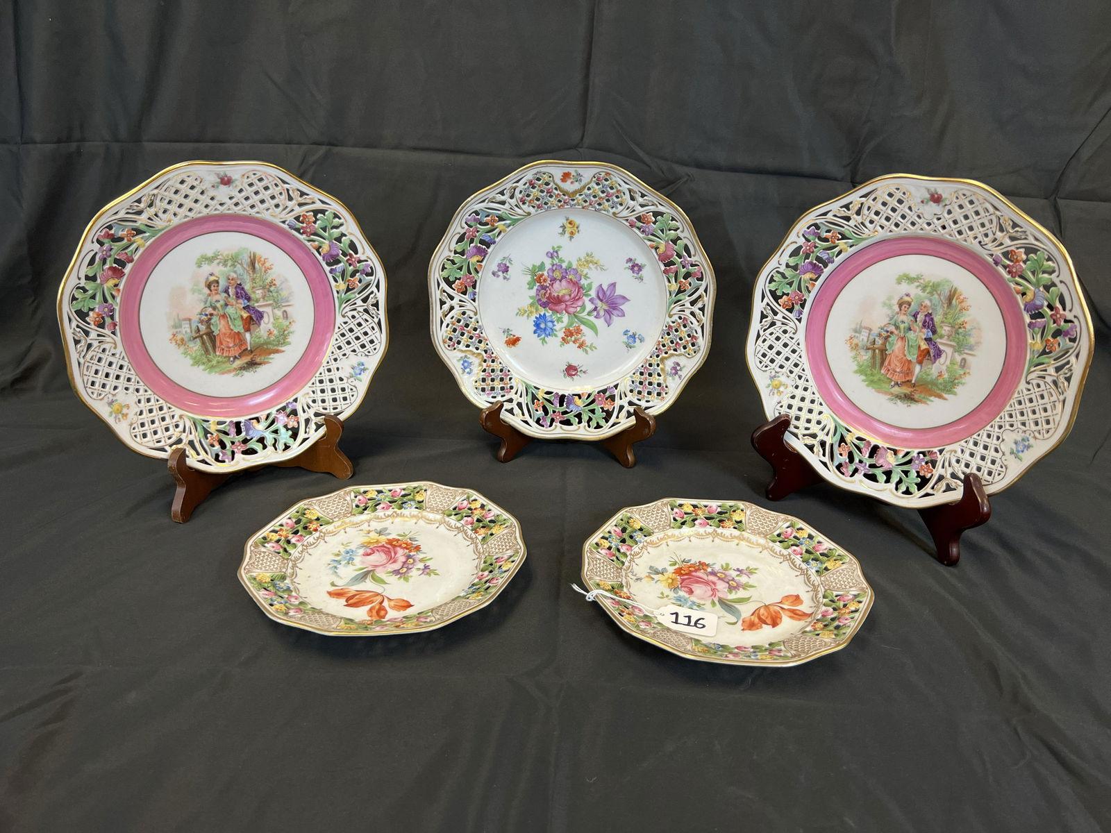 Group of 5 Wall-Hung Pierced-Edge Plates (1 of 6)