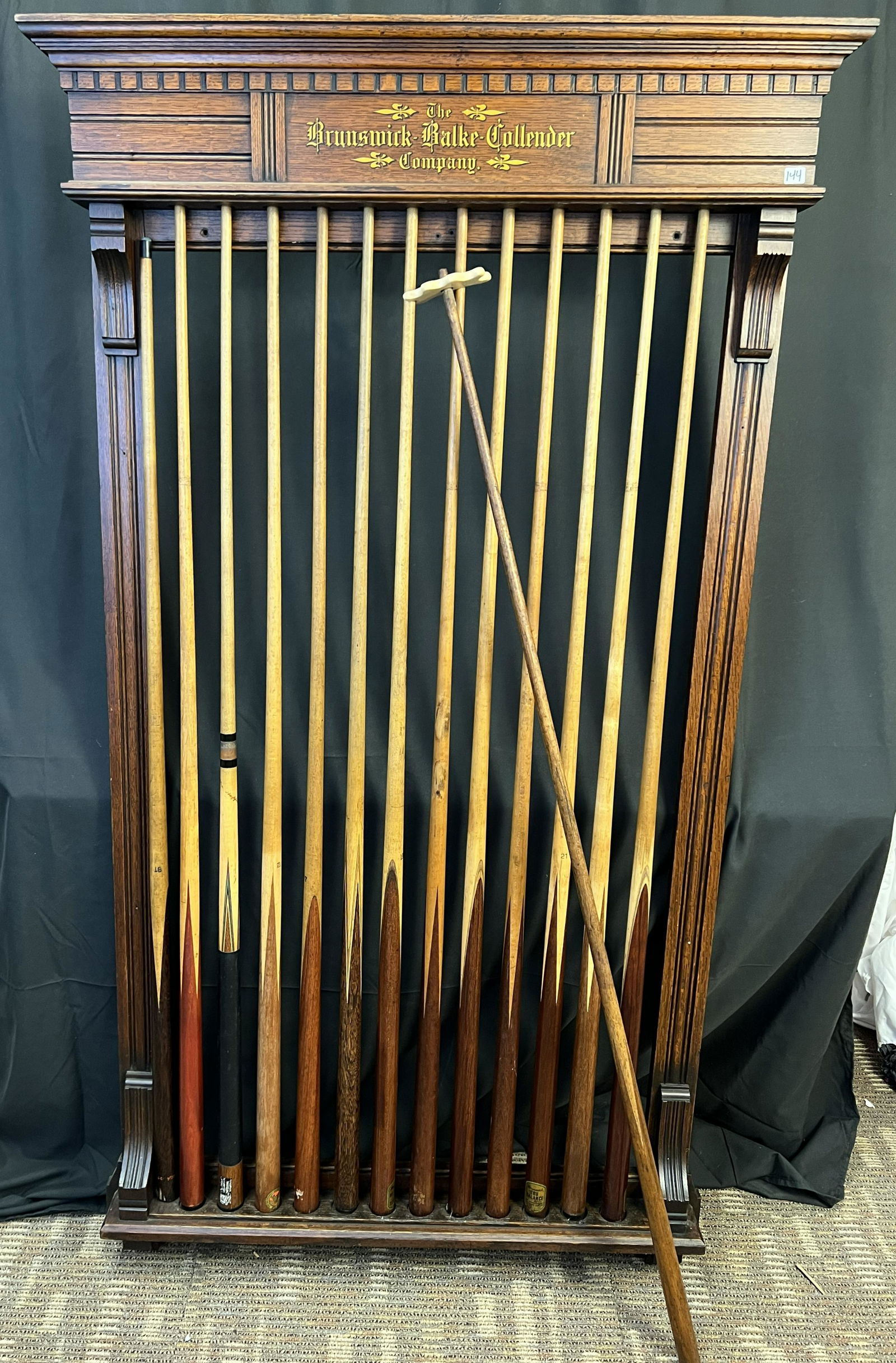 Brunswick-Balke-Collender Cue Stick Stand & Cue Sticks (1 of 11)