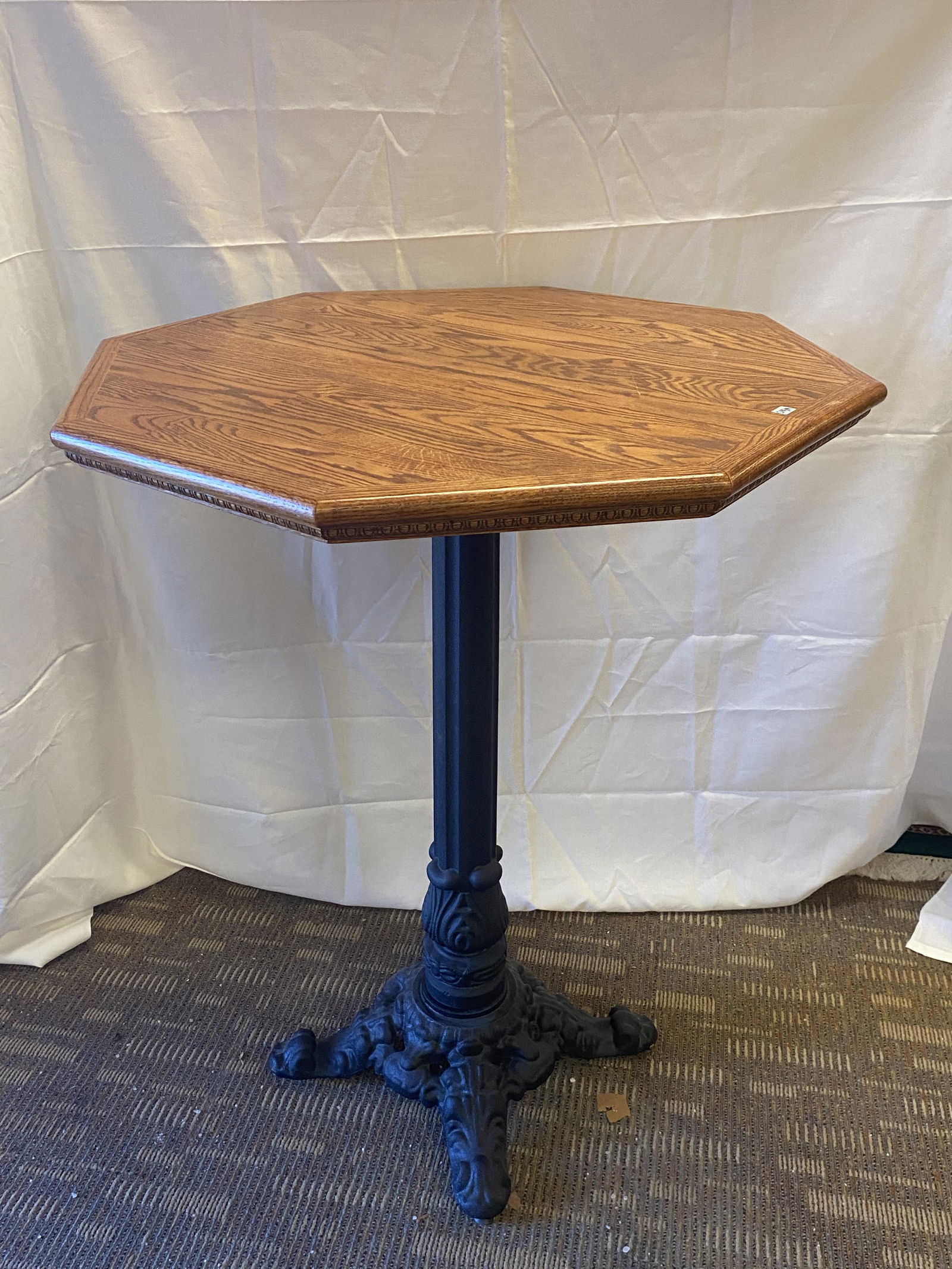 Standing Oak-Top Cast-Iron Base Tavern Table (1 of 6)