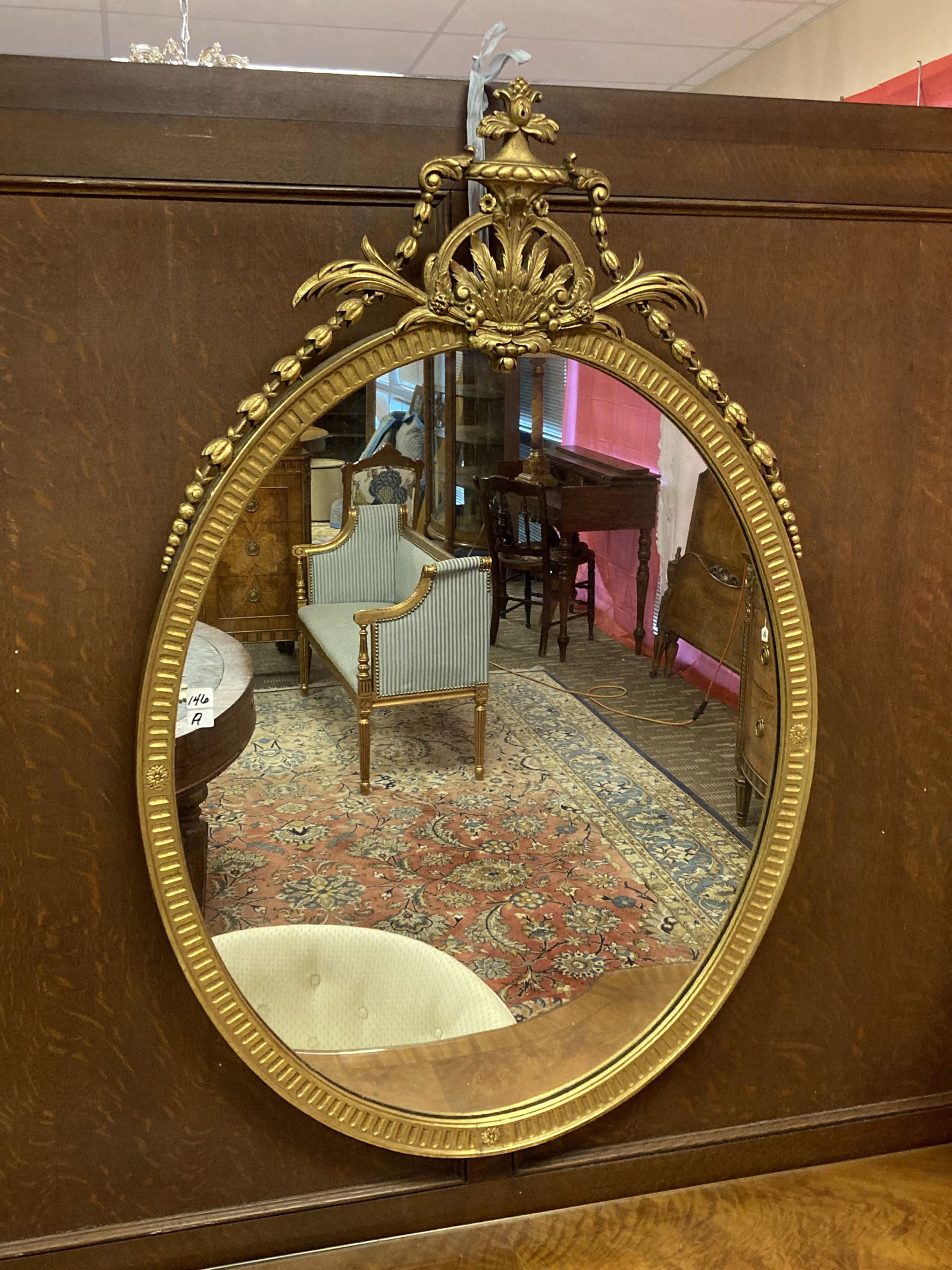 Quality Gesso Gold-Leaf Mirror w/ Bellflower Decorations (1 of 6)