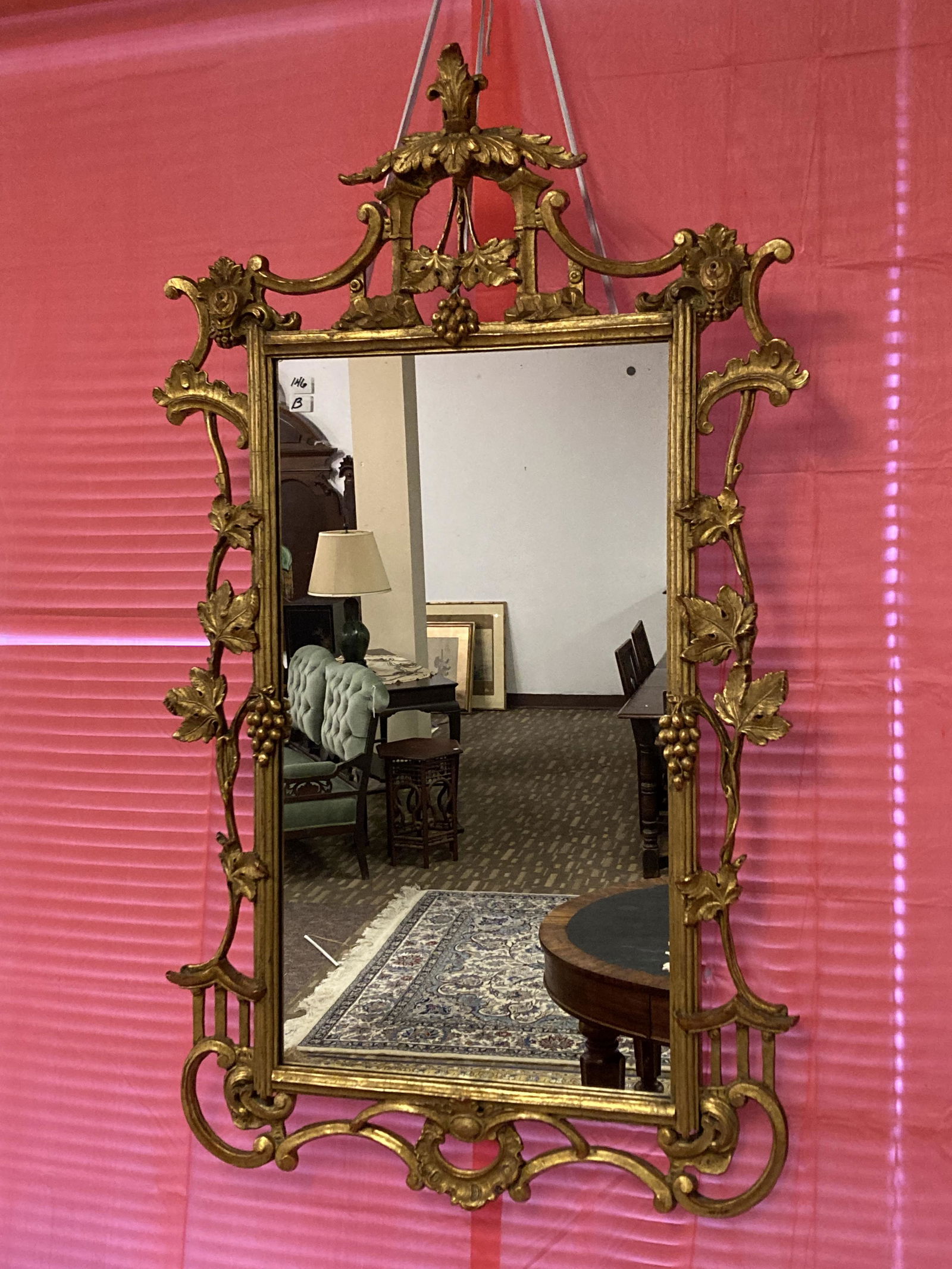 Gesso and Wood Chippendale-Style Mirror (1 of 6)