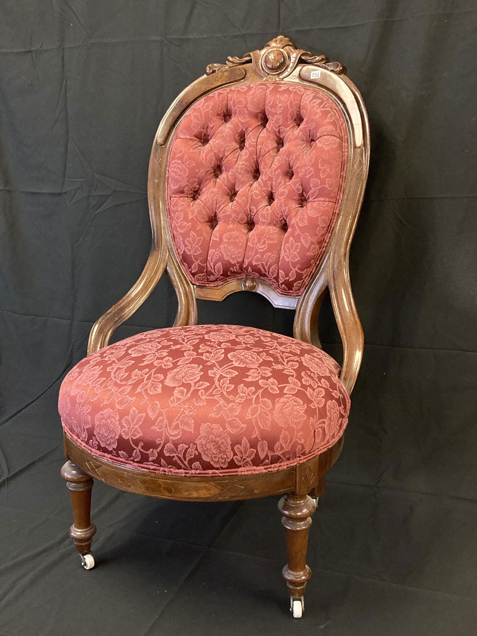 Red Victorian Balloon-Back Parlor Chair (1 of 6)