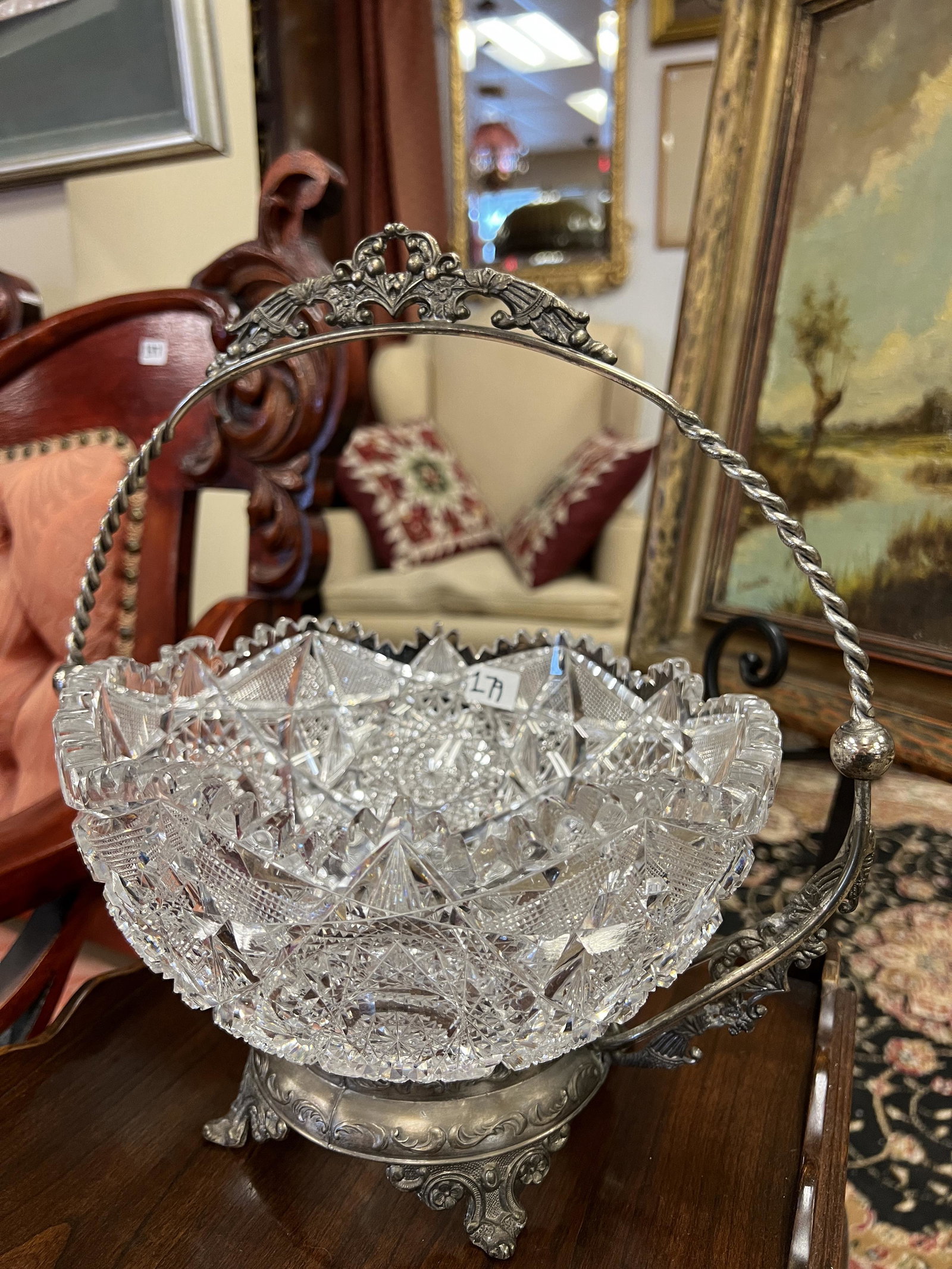 Cut Crystal Bowl With Holder (1 of 8)