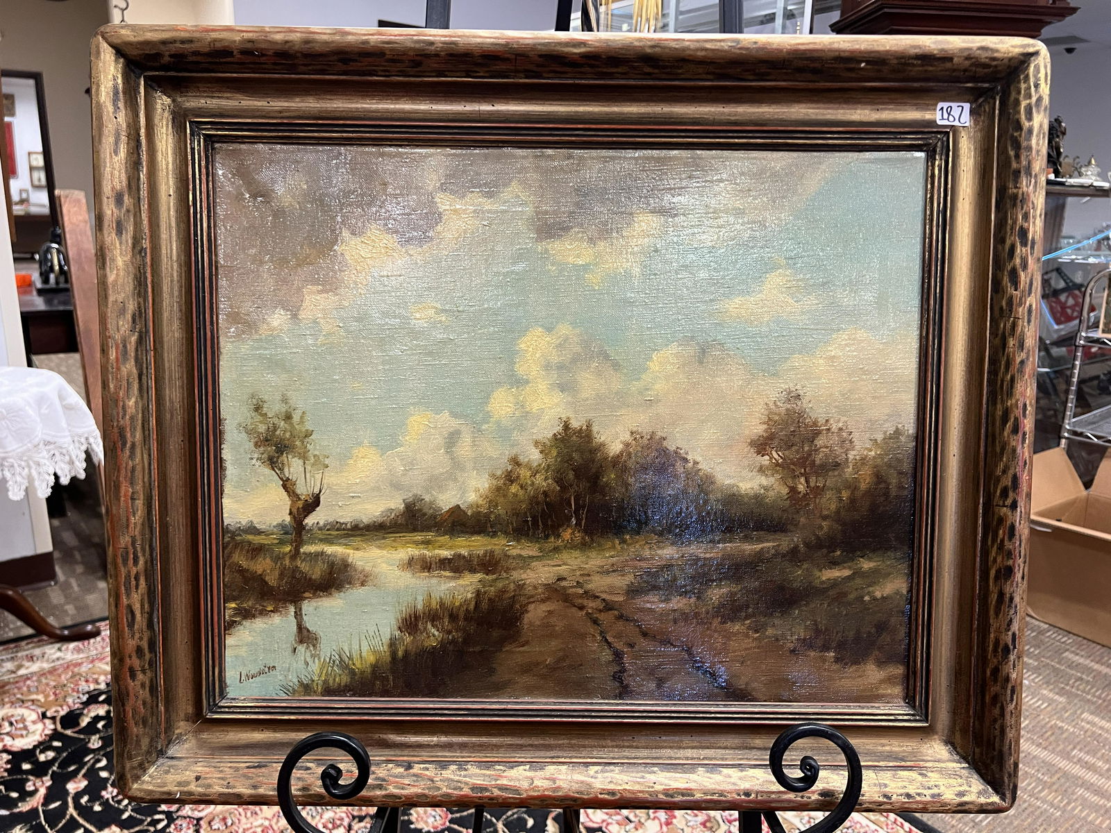 １９世紀　A.Carruthers Gould「Landscape」横　証明書付 Mid 20th Century Mid Century Stunning Landscape Painting on