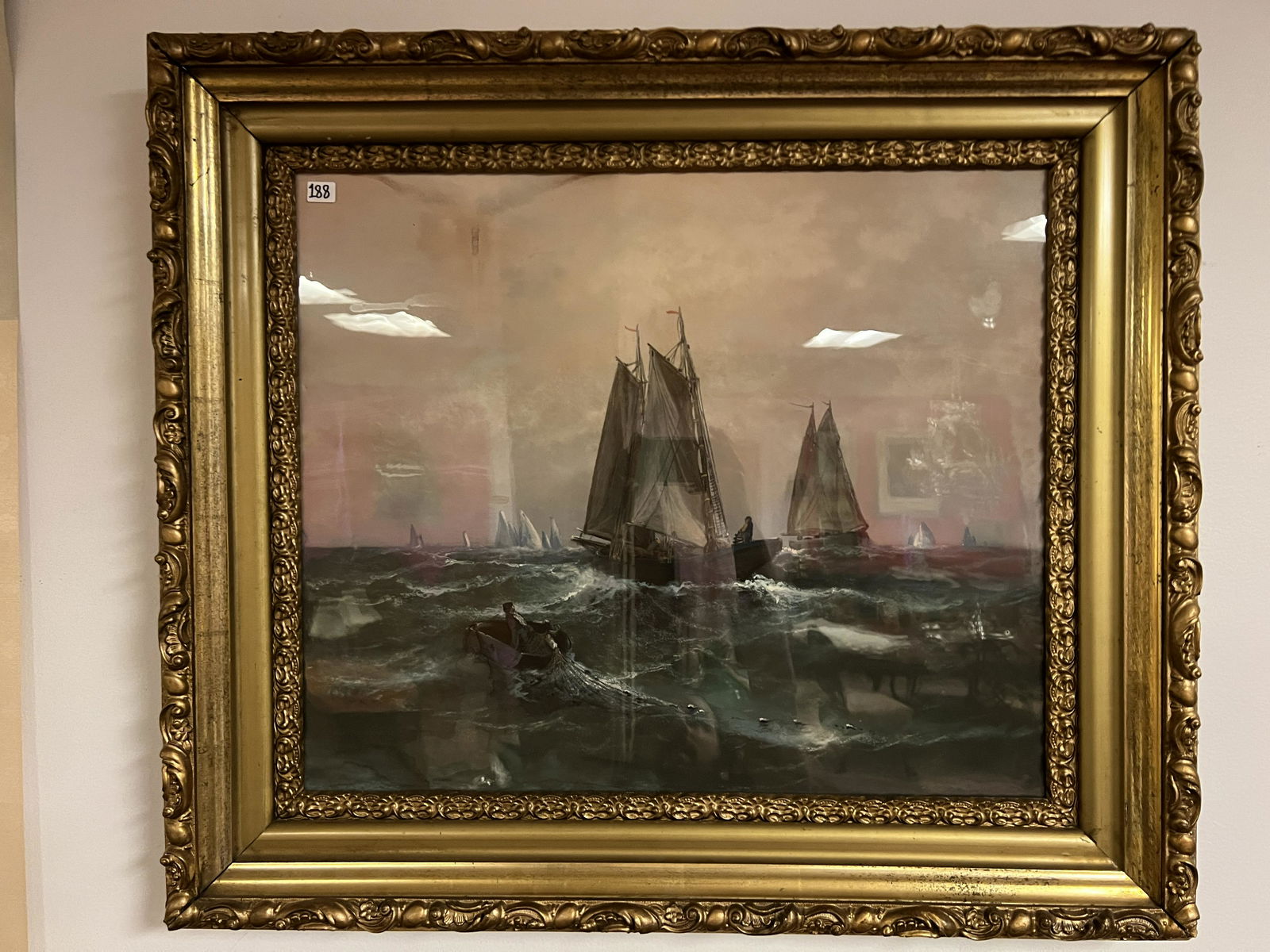 Pastel-on-Board of Ship on Stormy Seas (1 of 5)