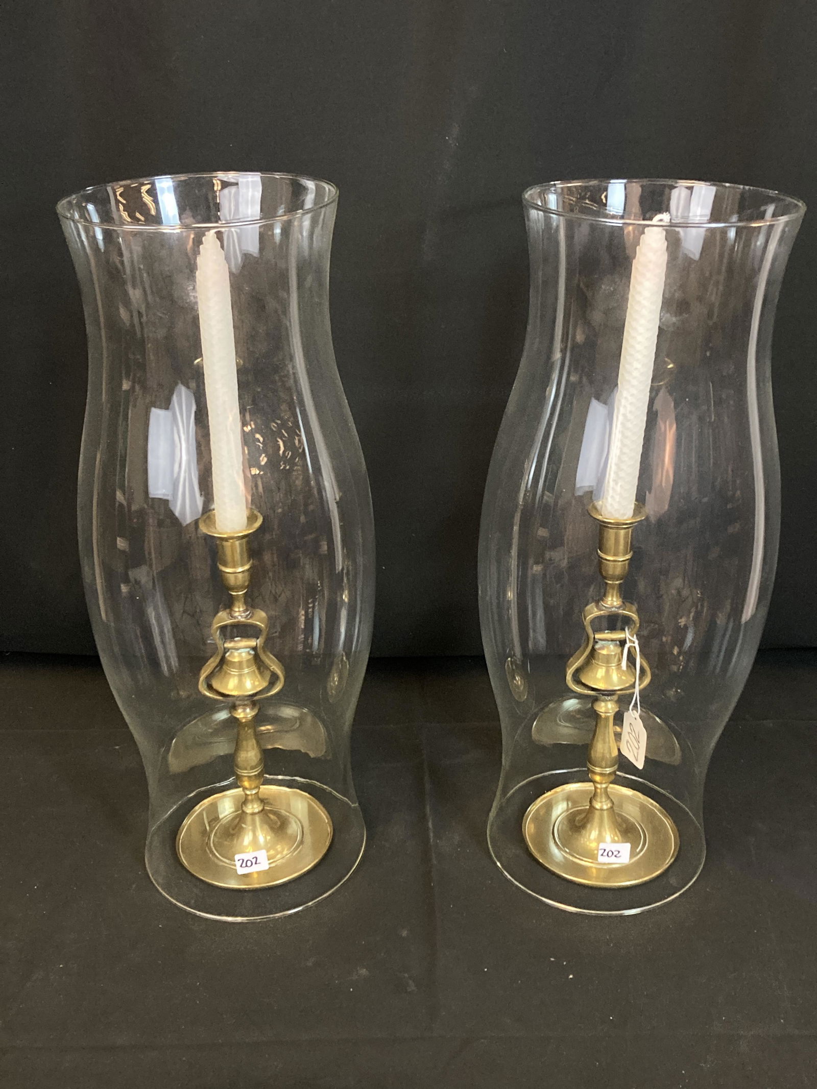 Pair of Brass Candlesticks & Candle Globes (1 of 5)