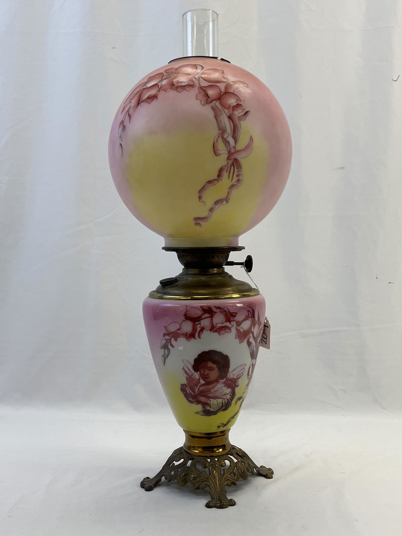 Cupid Painted Hurricane Lamp (1 of 8)