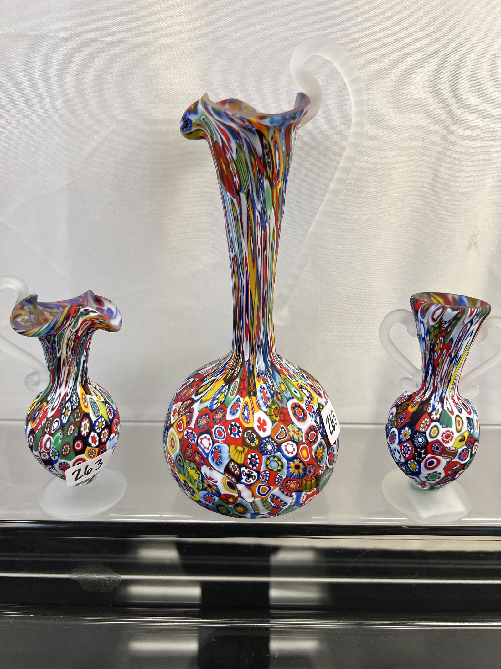 Murano Millefiore Handled Pitchers, Vase (1 of 7)