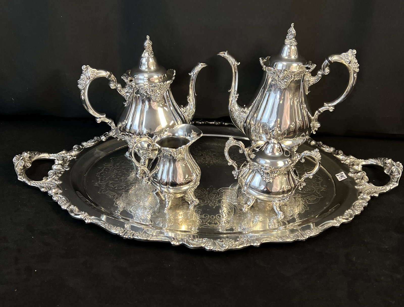 "Baroque" by Wallace Tea Service and Tray (1 of 9)