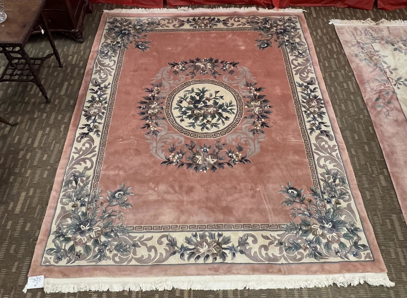 Chinese Sculpted Hand-Tied Rug - Pink, Green & Cream (1 of 4)