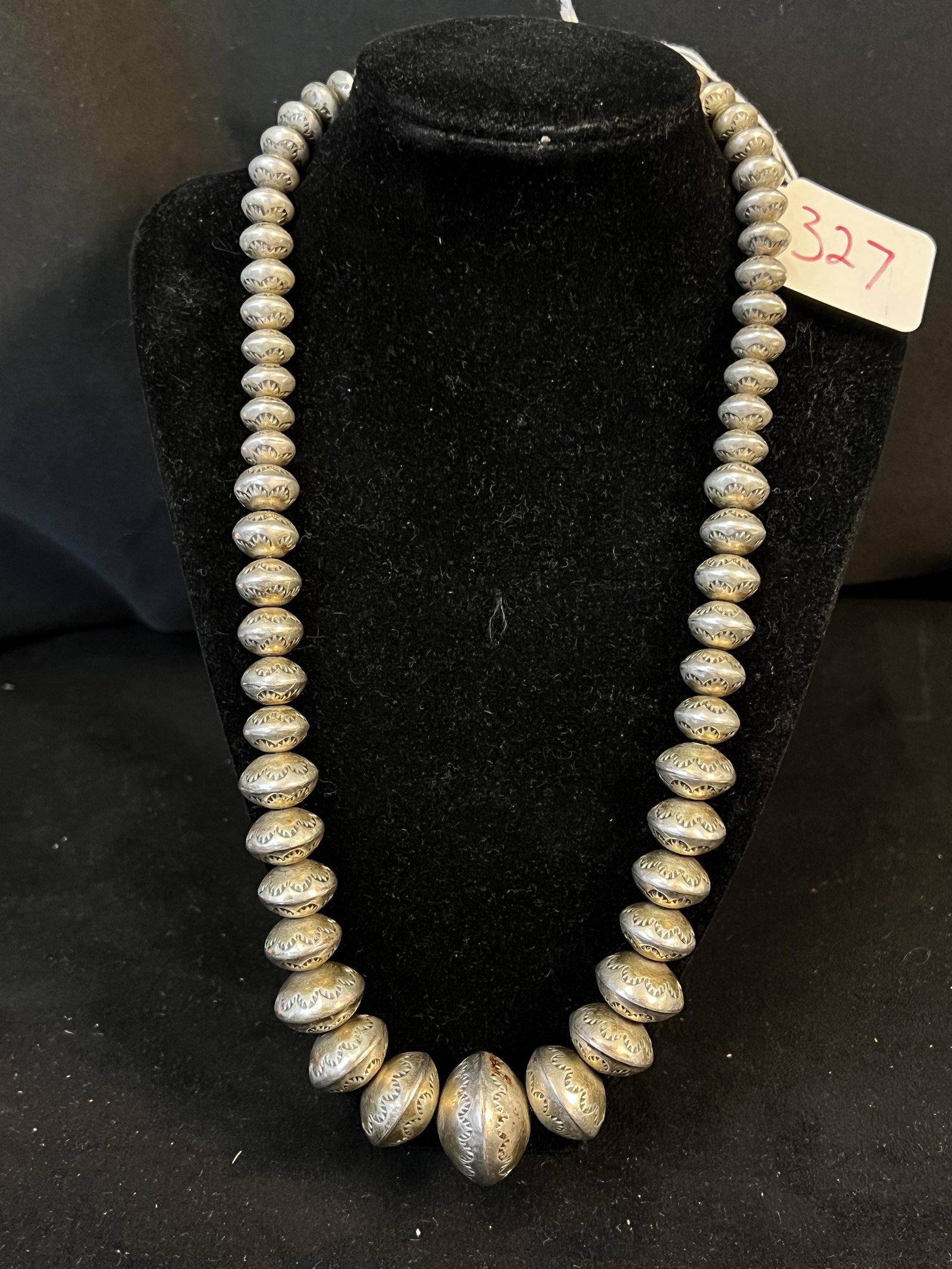 Navajo Large Sterling Bead Necklace (1 of 6)