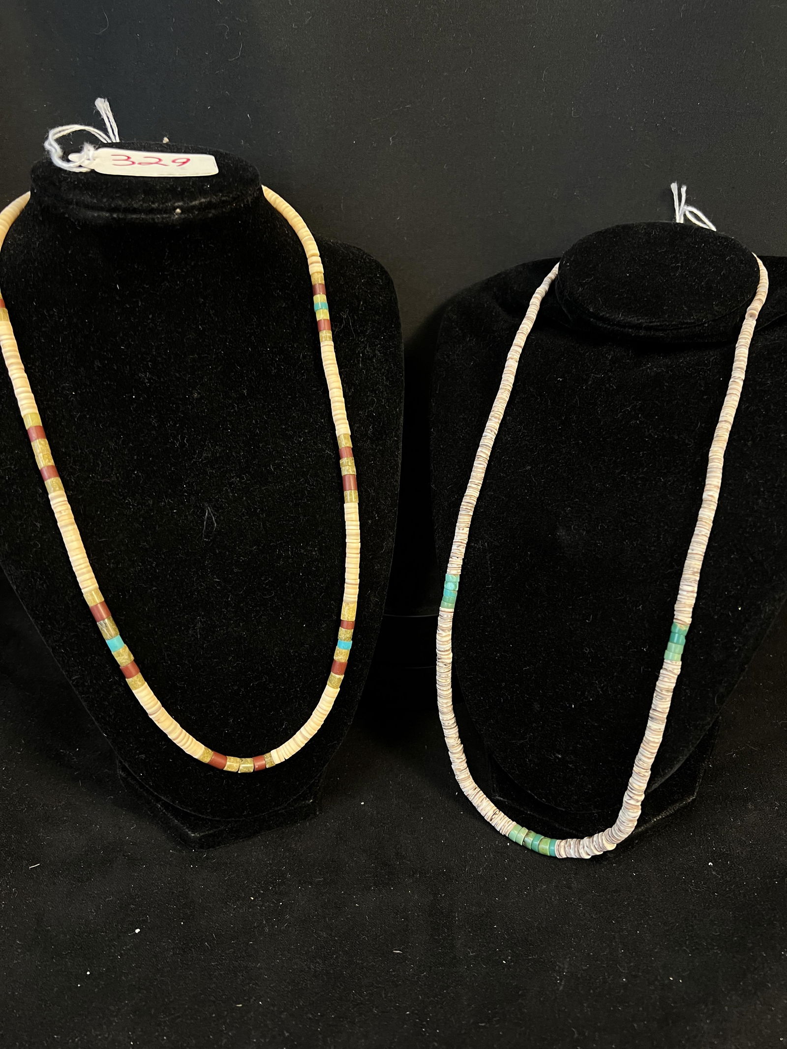 Pair of Heishi Turquoise and Clamshell Necklaces (1 of 5)