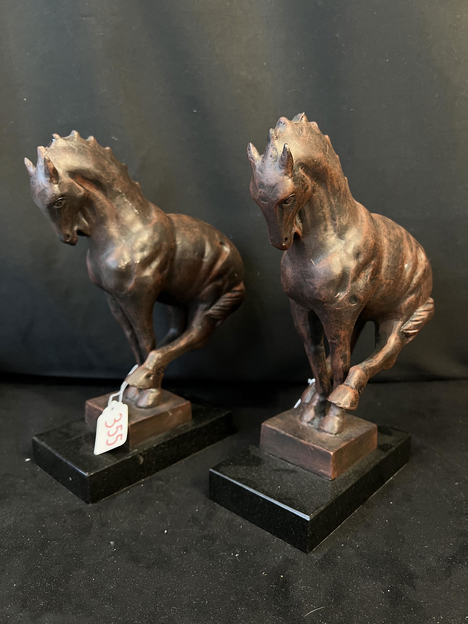 Metal Bronze Style Horse Bookend Statues (1 of 5)