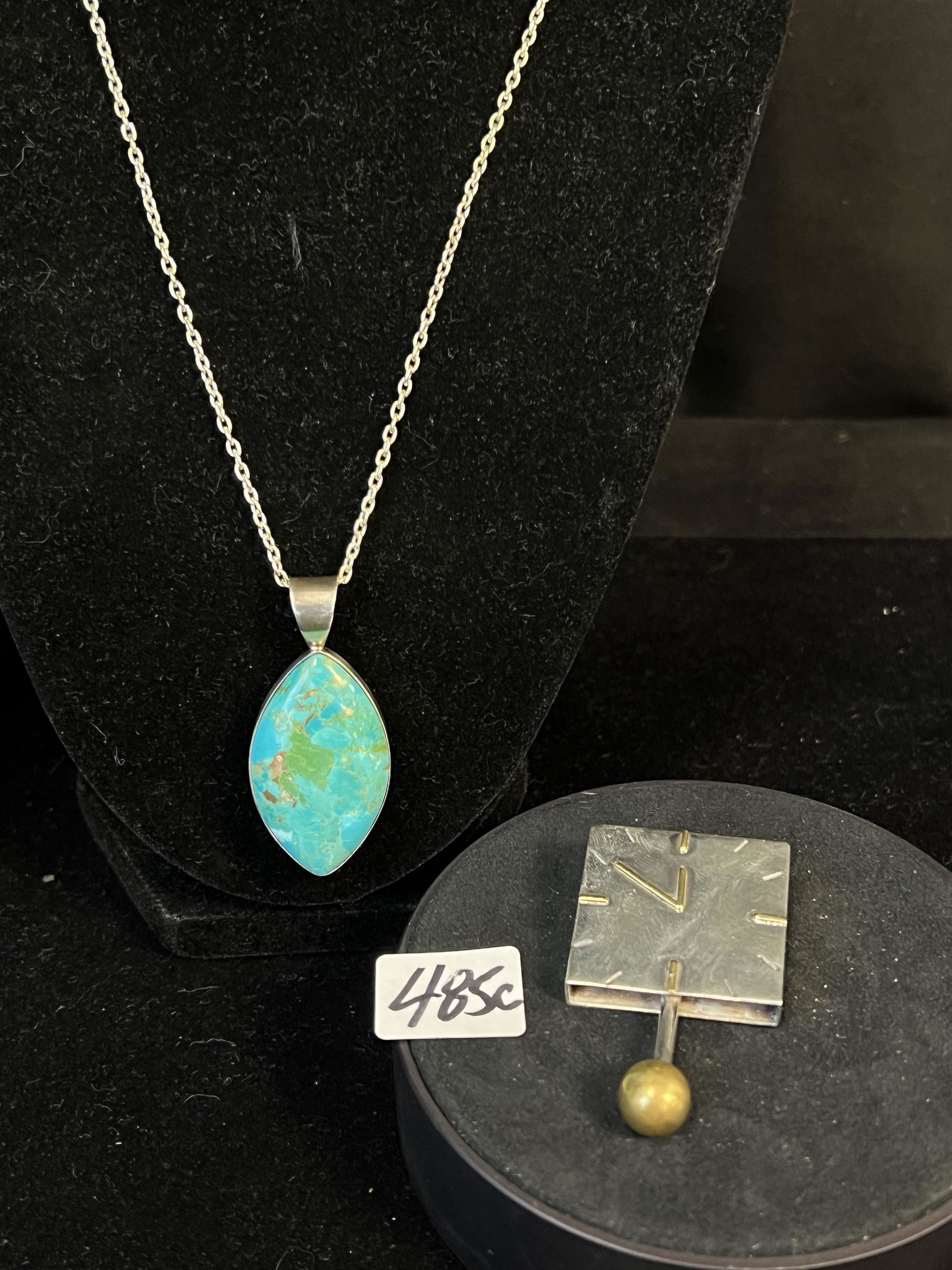 Signed Sterling Clock Brooch & Pendant (1 of 8)