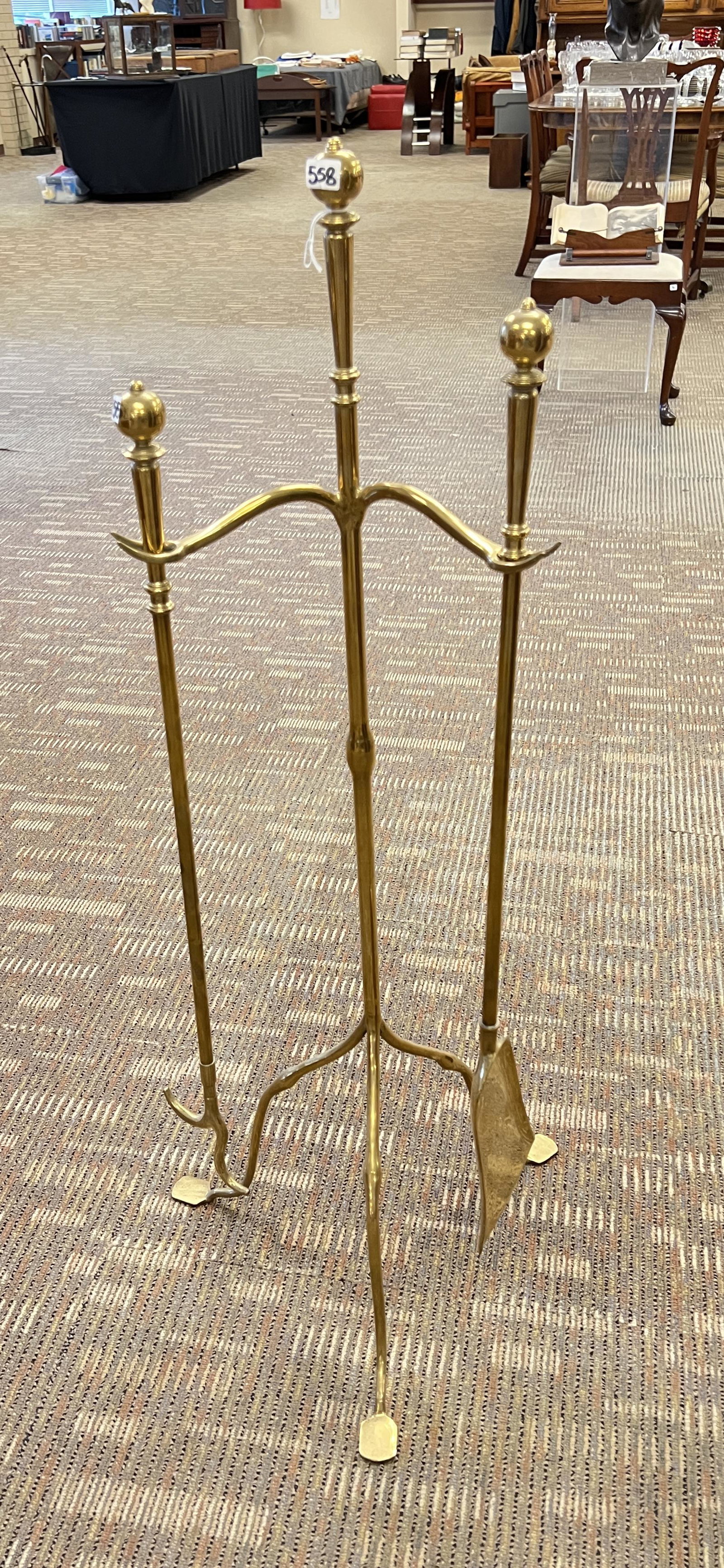 Hand-Forged Brass Fireplace Tools & Stand (1 of 4)