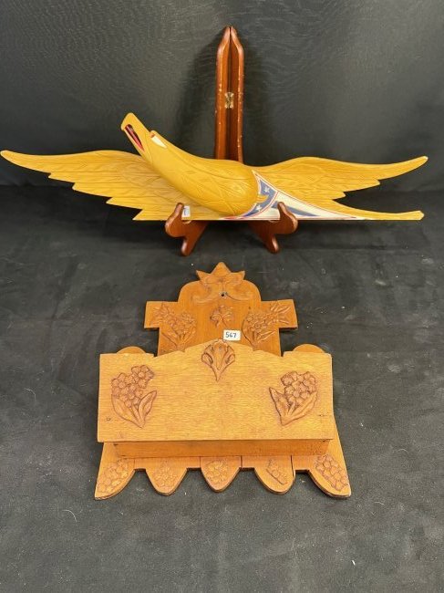 Folk Art Wall-Mount Box & Carved Eagle (1 of 10)