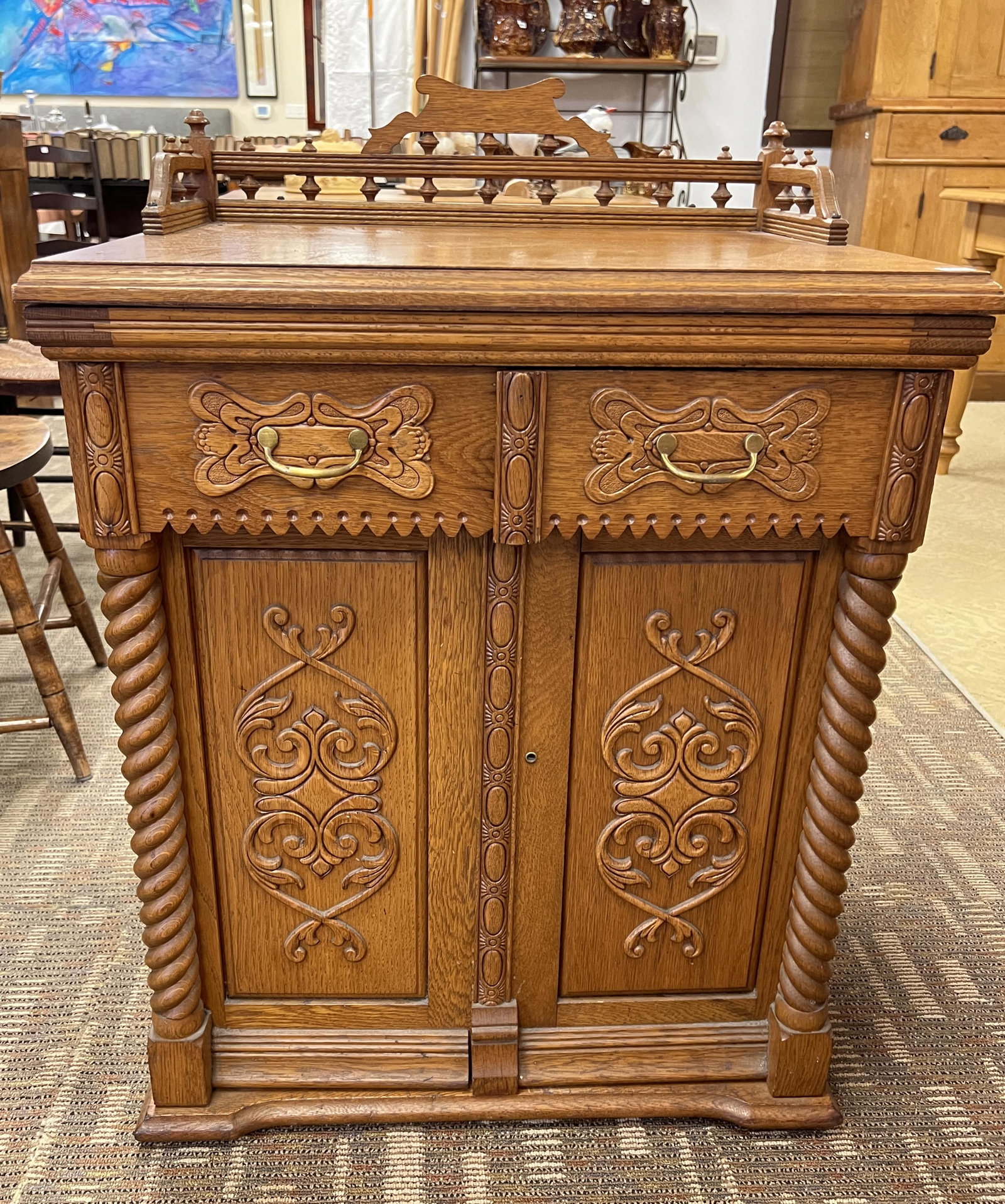 Fancy Oak Sewing Machine Cabinet (1 of 12)