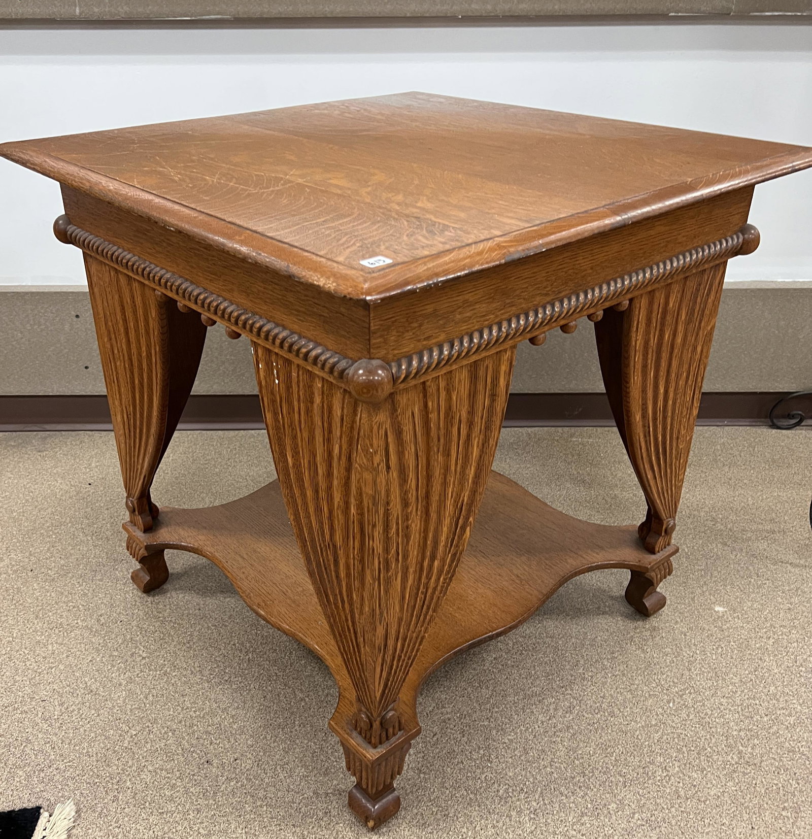 Unusual Oak Parlor Table w/ Curtain Sides (1 of 8)