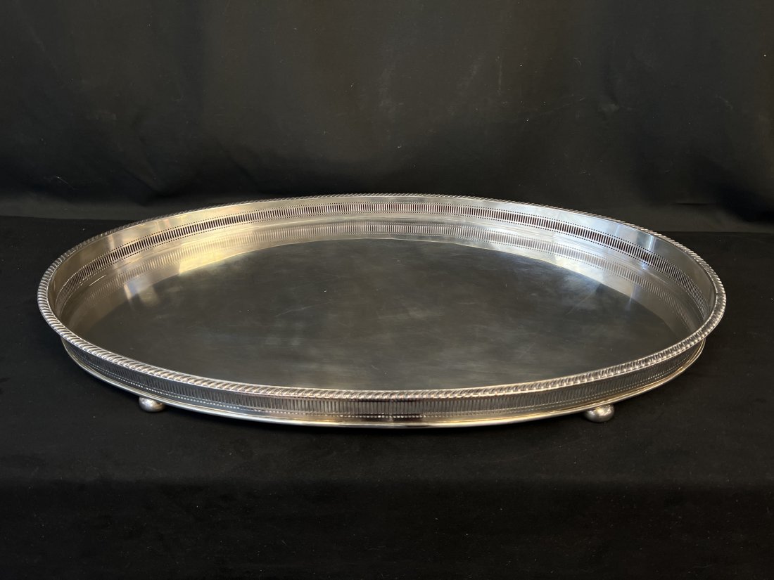 Footed Silver-Plate Serving Tray (1 of 4)