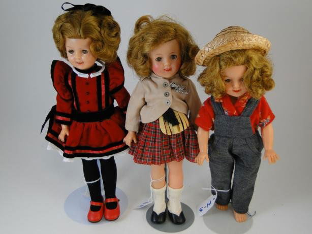 Group of three plastic Ideal Shirley Temple dolls: Group of three plastic Ideal Shirley Temple dolls
