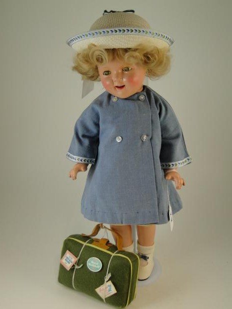 Antique, composition Ideal Shirley Temple doll in o: Antique, composition Ideal Shirley Temple doll in original clothing with accessories