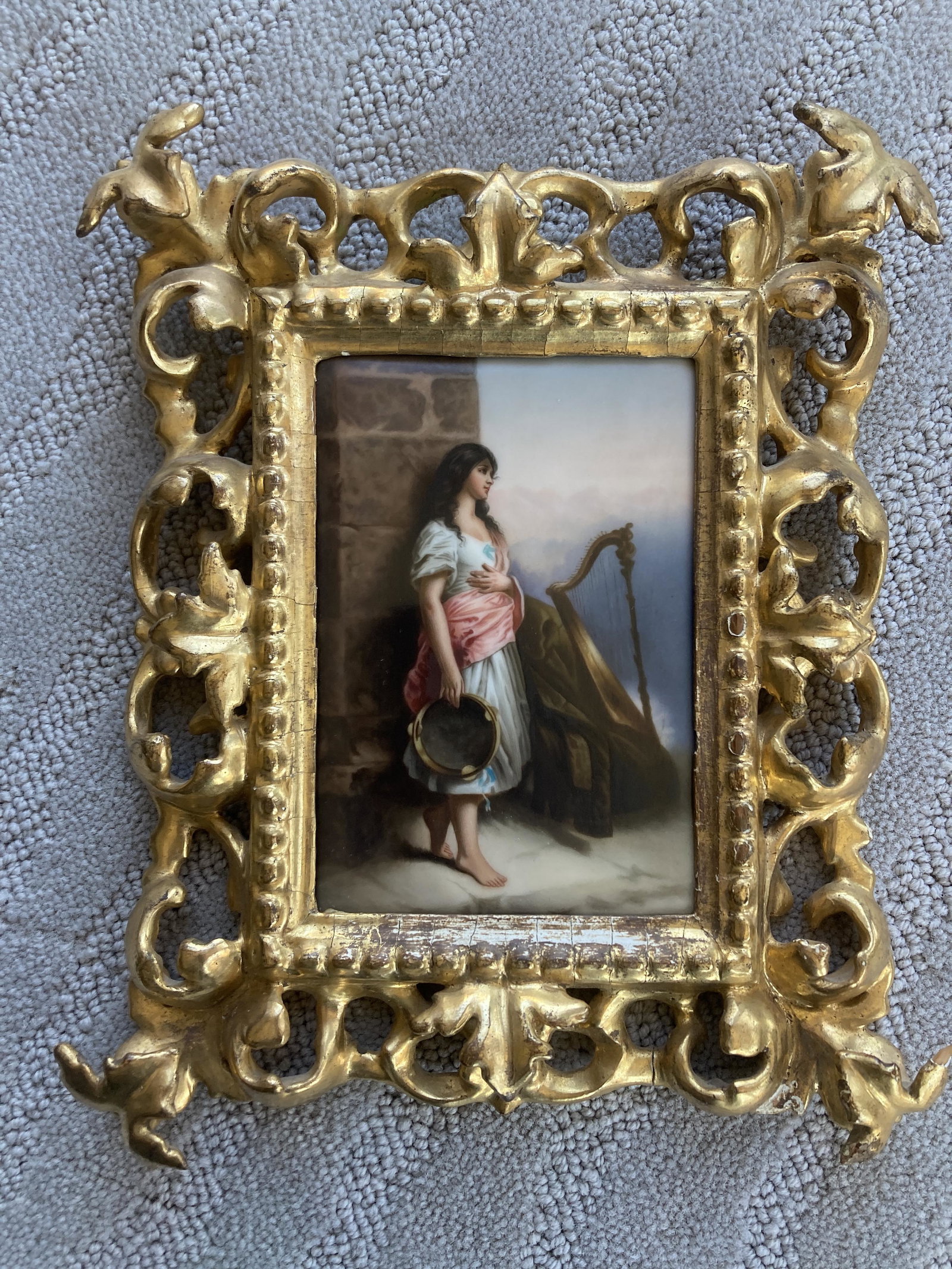 KPM Porcelain Plaque of Gypsy in Hand-Carved Frame (1 of 6)