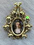 Oval Hand Painted Porcelain of a Young Beauty in Gold Leaf Frame