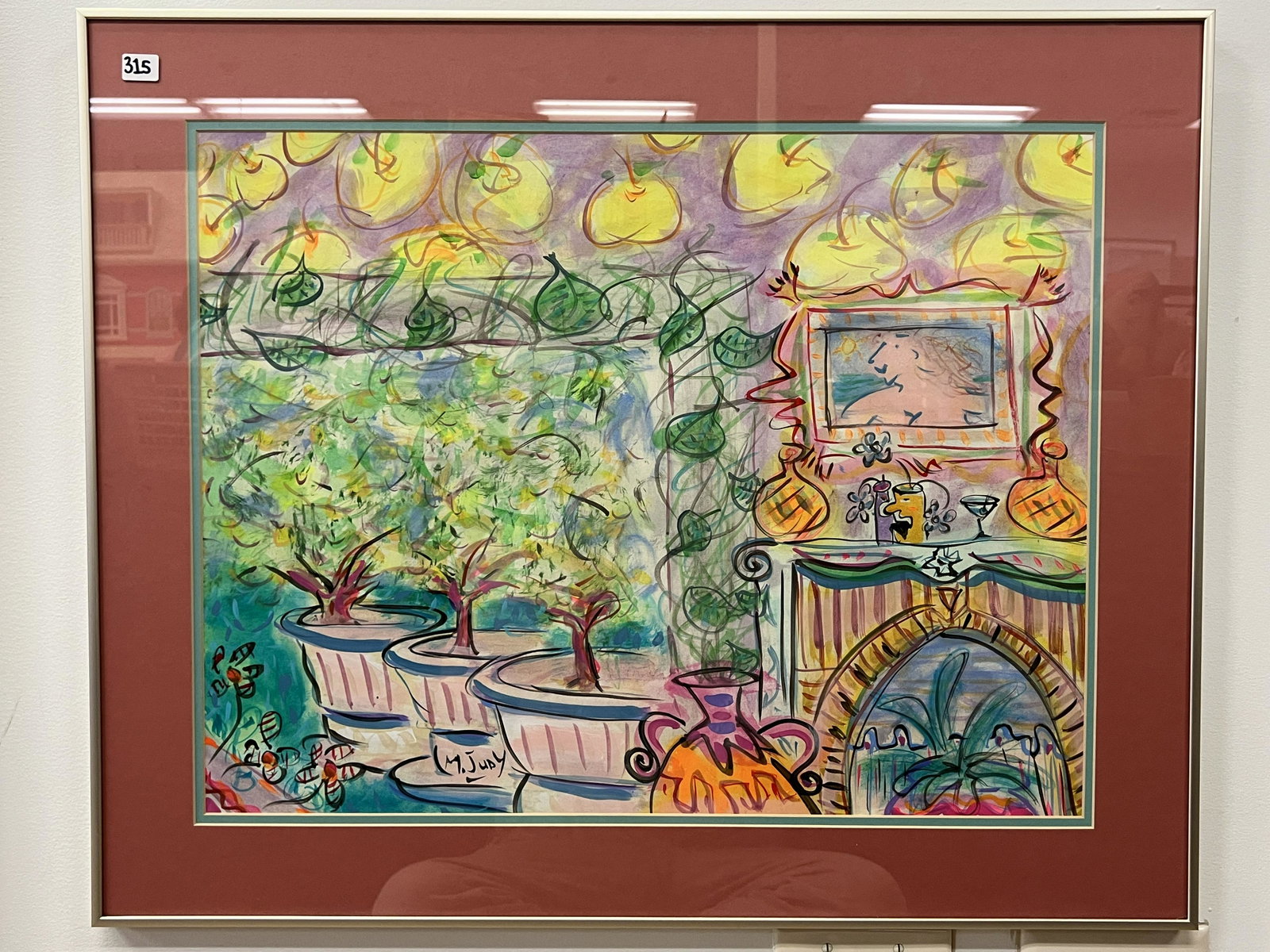 Mike Judy Watercolor on Paper "The Lemon Room": A Mike Judy watercolor on paper "The Lemon Room". Measures 23" tall X 27.5" across.