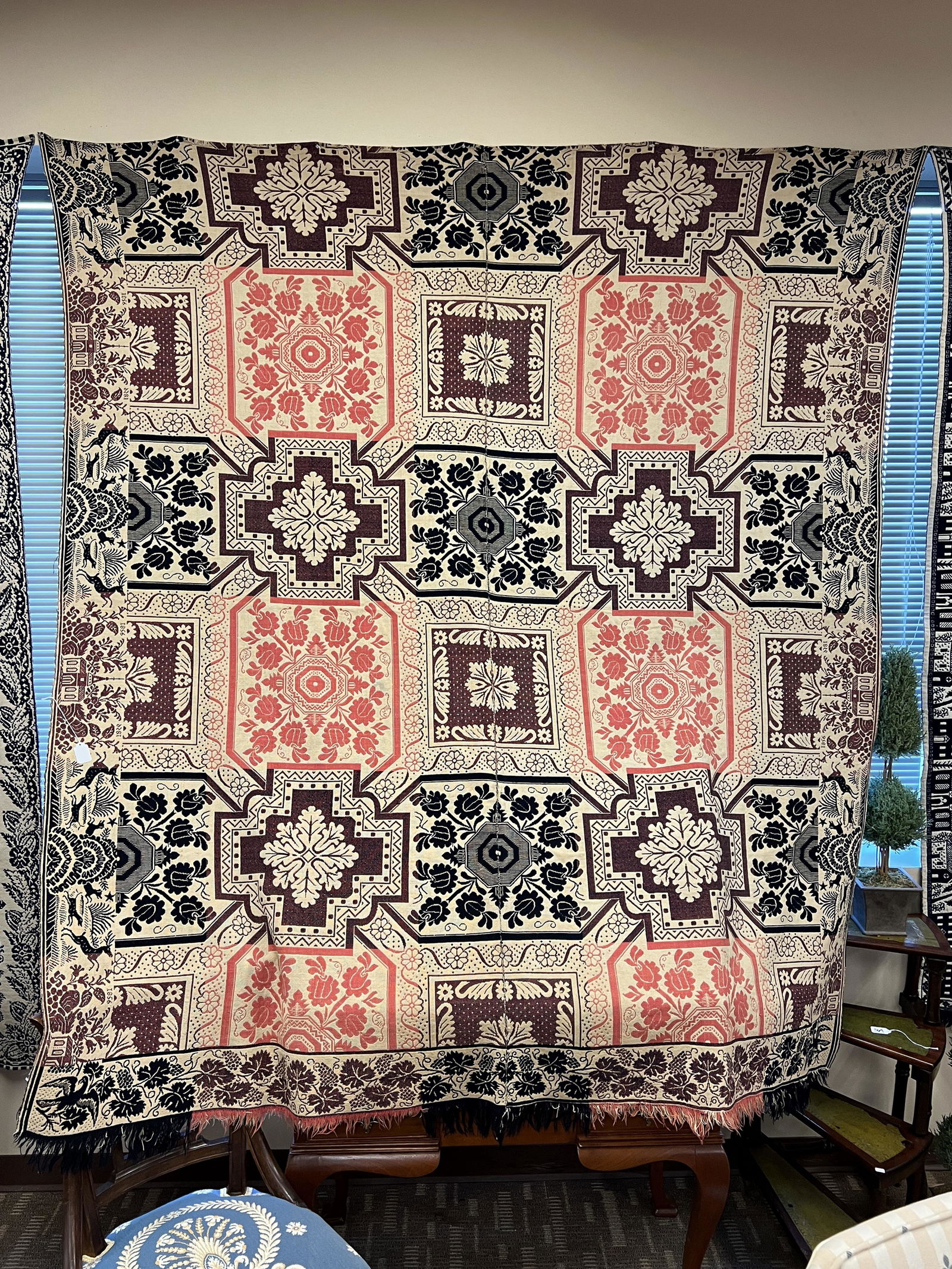 Colonial Jacquard Coverlet Dated 1856 (1 of 6)