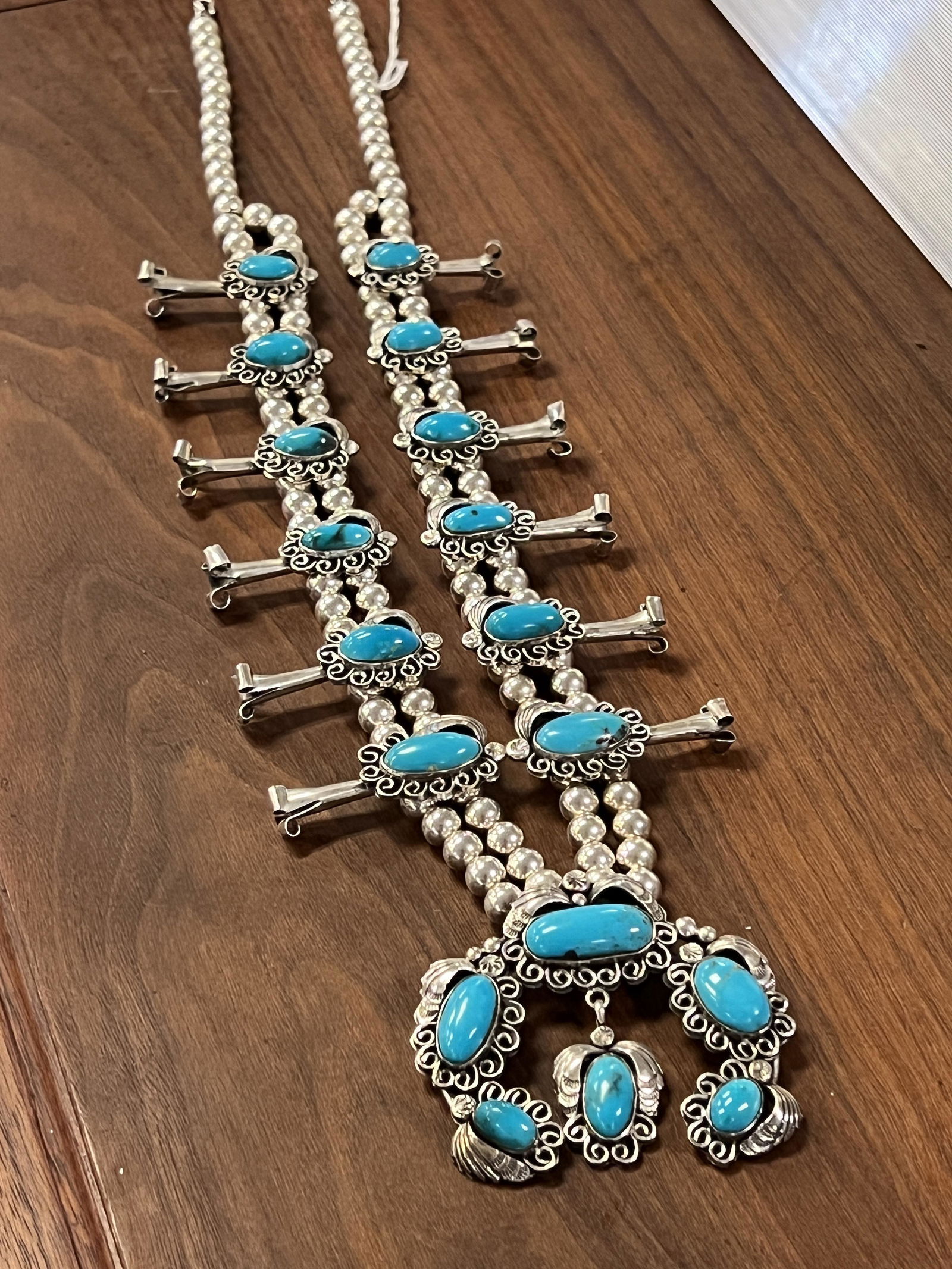 Sterling Squash Blossom Necklace in Turquoise (1 of 7)