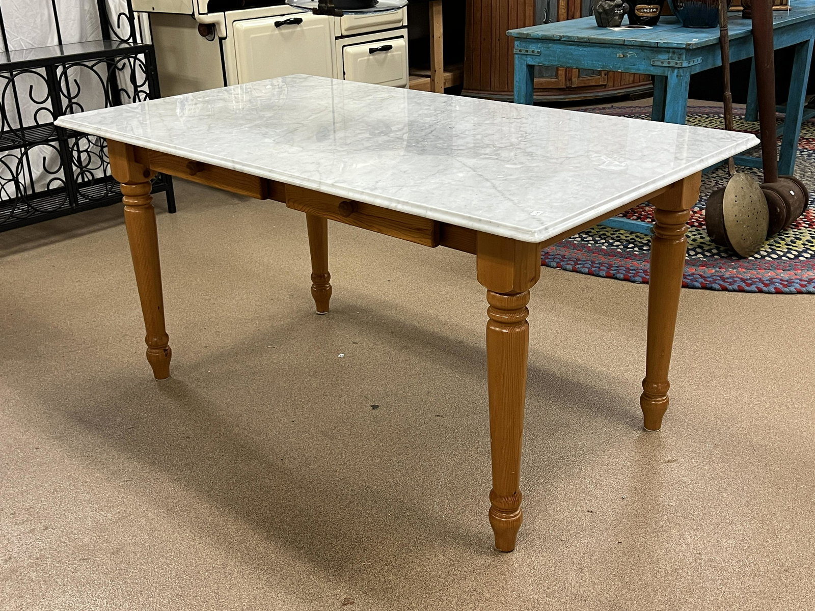 Marble-Top Contectionery Table w/ Double-Drawers (1 of 4)