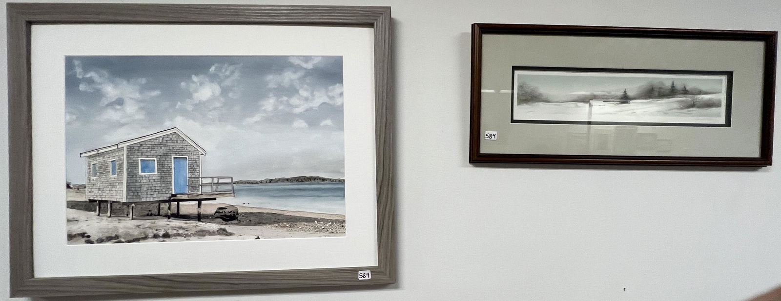 2 Watercolors, Beach House & Winter Scene (1 of 6)