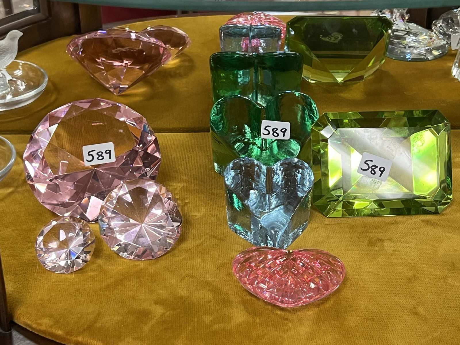 Large Group of Cut-Crystal Colored Paperweights (1 of 3)