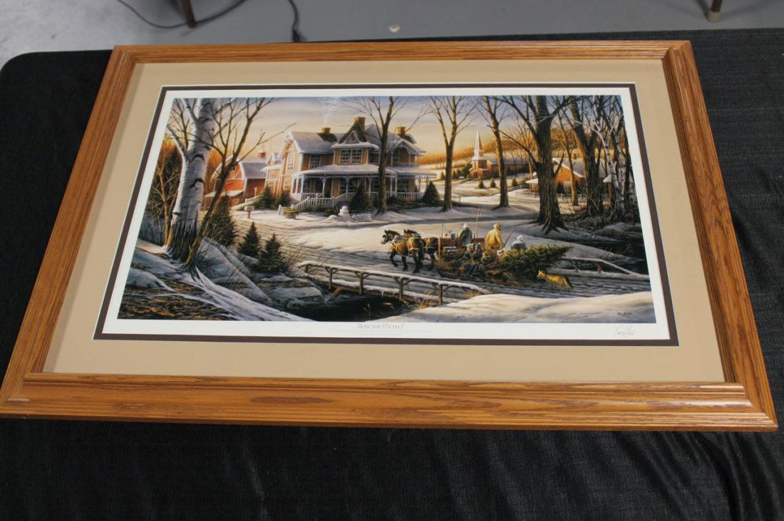 Terry Redlin signed print entitled "Homeward Bound: Terry Redlin signed print entitled "Homeward Bound". Framed and matted measures