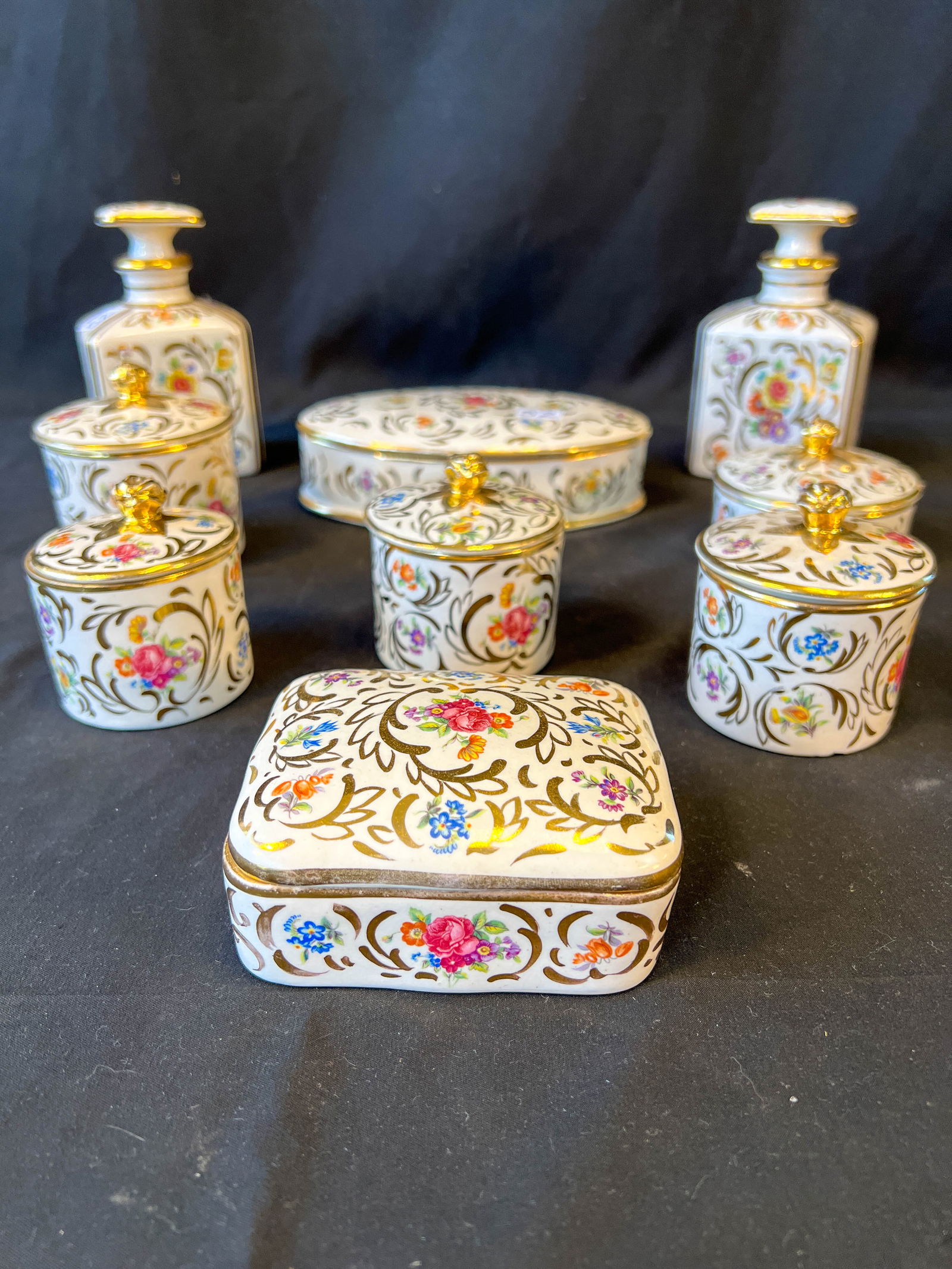 Limoges 8 Piece Hand Painted Dresser Set (1 of 12)